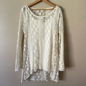 Cream lace tunic with attached camisole